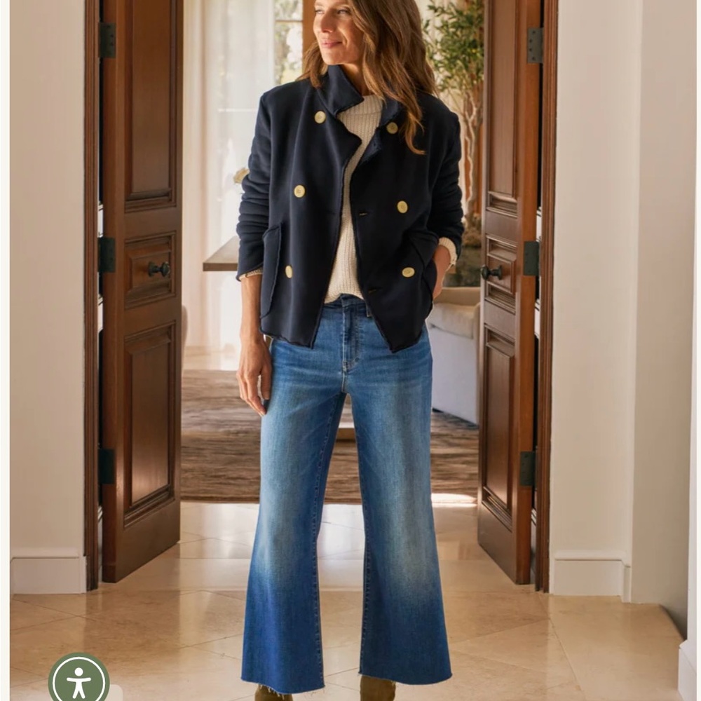 Frank and Eileen Blue Wide-Leg Crop Jeans - Picture 2 of 7